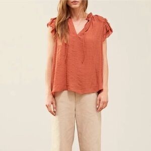 Grade & Gather | Fallon Flutter Sleeve Blouse | Rust | Size Medium